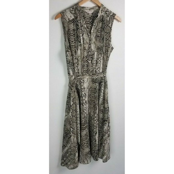 Nanette Nanette Lapore Sz. 8 Snake Print Crepe Chiffon Sleeveless Shirtdress - Picture 2 of 5